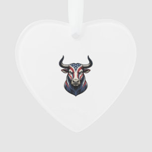 Patriottische Stier Kop Vintage Gravure Ontwerp_1 Ornament