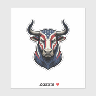 Patriottische Stier Kop Vintage Gravure Ontwerp_1 Sticker