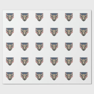 Patriottische Stier Kop Vintage Gravure Vector Kun Cadeaupapier