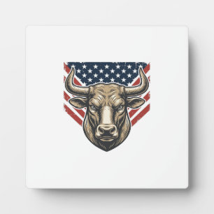 Patriottische Stier Kop Vintage Gravure Vector Kun Fotoplaat