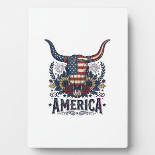 Patriottische Stier Schedel Amerika Vintage 4 juli Fotoplaat
