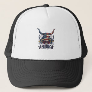 Patriottische Stier Schedel Amerika Vintage 4 juli Trucker Pet