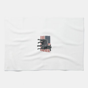 Patriottische Stier Vlag Vintage Gravure Grafisch_ Theedoek