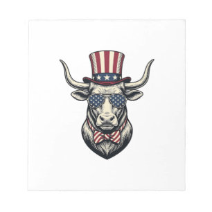 Patriottische stierontwerp vintage gravure America Notitieblok