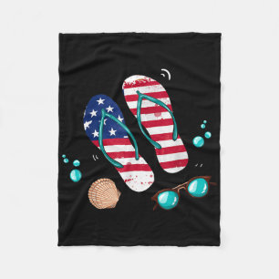 Patriottische strand slippers Amerikaanse vlag zom Fleece Deken