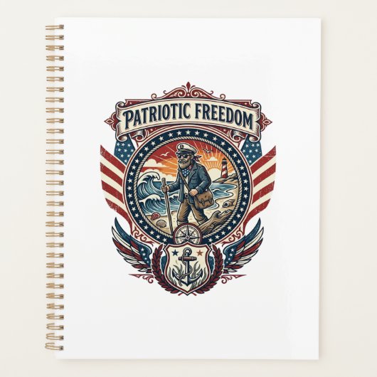 Patriottische Strandjutter Vector Graphic T-shirt_ Planner (Voorkant)