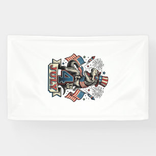 Patriottische T-Rex 4 juli vintage shirt ontwerp_1 Spandoek