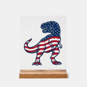 Patriottische T-Rex Amerikaanse Vlag Dinosaurus On Acryl Bord