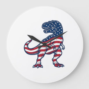 Patriottische T-Rex Amerikaanse Vlag Dinosaurus On Grote Klok