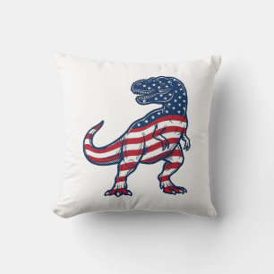 Patriottische T-Rex Amerikaanse Vlag Dinosaurus On Kussen