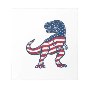Patriottische T-Rex Amerikaanse Vlag Dinosaurus On Notitieblok