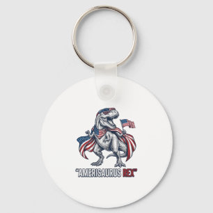 Patriottische T-Rex Amerisaurus Rex Witte Shirt On Sleutelhanger