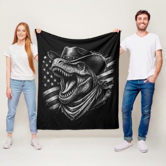 Patriottische T-Rex Cowboy-Amerikaanse Vlag Dinosa Fleece Deken
