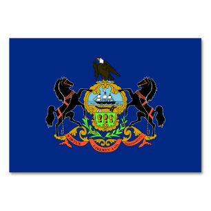 Patriottische tafelkaart met vlag van Pennsylvania Kaart
