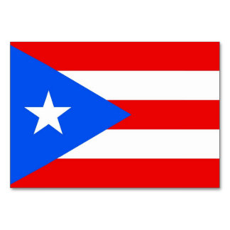 Patriottische tafelkaart met vlag van Puerto Rico Kaart