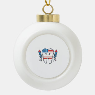 Patriottische Tand Mascotte Vuurwerk Vector Design Keramische Bal Ornament