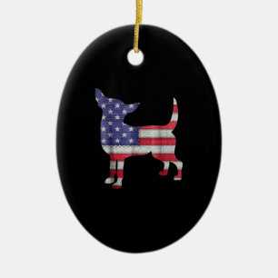 Patriottische Teacup Chihuahua American Flag Embro Keramisch Ornament