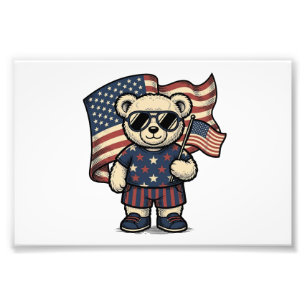 Patriottische teddybeer vintage graveer shirt ontw foto afdruk