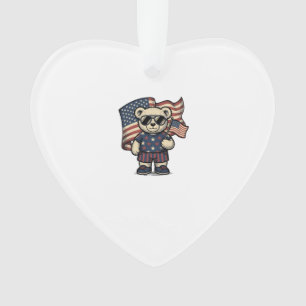 Patriottische teddybeer vintage graveer shirt ontw ornament