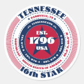 Patriottische Tennessee Circle Design Sticker (Voorkant)