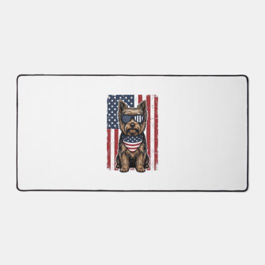 Patriottische Terrier Hond Vintage Vlag Vector Des Bureaumat (Voorkant)