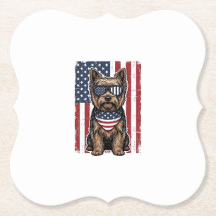 Patriottische Terrier Hond Vintage Vlag Vector Des Kartonnen Onderzetters