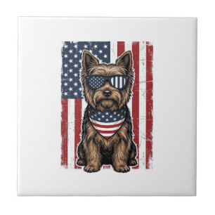 Patriottische Terrier Hond Vintage Vlag Vector Des Tegeltje