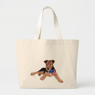 Patriottische Terrier Puppy Grote Tote Bag