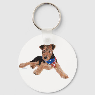 Patriottische Terrier Puppy Sleutelhanger