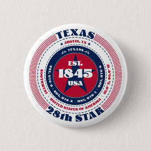 Patriottische Texaanse cirkel met staatsdetails Ronde Button 5,7 Cm