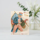 Patriottische Thanksgiving Uncle Sam Turkije Feestdagenkaart (Staand voorkant)