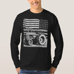 patriottische tractor op een boerderij - Amerikaa T-shirt
