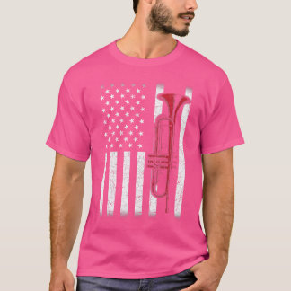 Patriottische trompettist 4 juli Amerikaanse vlag  T-shirt