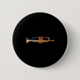 Patriottische trompettist Amerikaanse vlag 4 juli Ronde Button 5,7 Cm