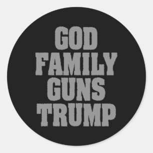 Patriottische Trump God Familie Pistolen Trump Ronde Sticker