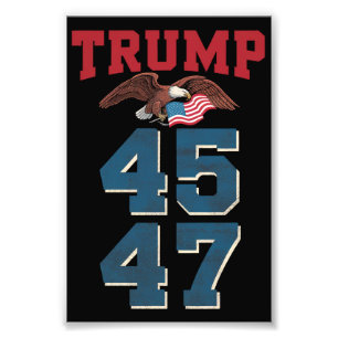 Patriottische Trump Won 45 en 47 Overwinning Winna Foto Afdruk