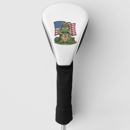 Patriottische Turtle Salute Vector Design_1 Golfheadcover (Voorkant)