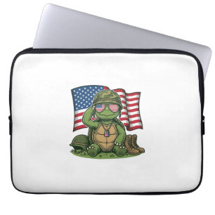 Patriottische Turtle Salute Vector Design_1 Laptop Sleeve