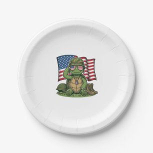 Patriottische Turtle Salute Vector Design_1 Papieren Bordje