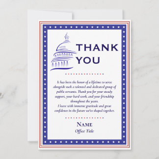 Patriottische U.S. Capitol Pensioen & Afscheidsfot Bedankkaart