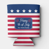 Patriottische U.S. Vlag Gelukkig 4th van Juli Fami Blikjeskoeler (Achterkant)