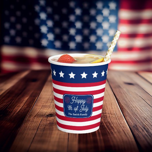 Patriottische U.S. Vlag Gelukkig 4th van Juli Fami Papieren Bekers