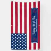 Patriottische U.S. Vlag Gelukkig 4th van Juli Fami Spandoek (Verticaal)