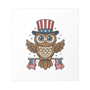 Patriottische Uil Vintage Gravure Grafisch_1 Notitieblok