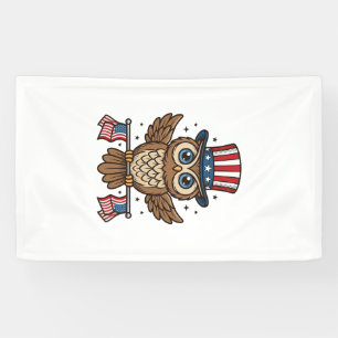 Patriottische Uil Vintage Gravure Grafisch_1 Spandoek