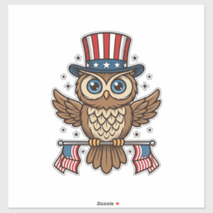 Patriottische Uil Vintage Gravure Grafisch_1 Sticker