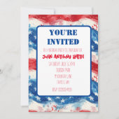 Patriottische uitnodiging Verjaardag BBQ Vierde Ju (Voorkant)