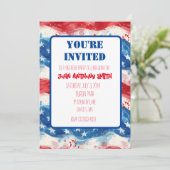 Patriottische Uitnodiging Verjaardag BBQ Vierde va (Staand voorkant)