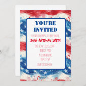 Patriottische Uitnodiging Verjaardag BBQ Vierde va (Voorkant / Achterkant)