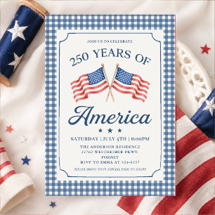 Patriottische uitnodiging voor 250 jaar Amerika fe